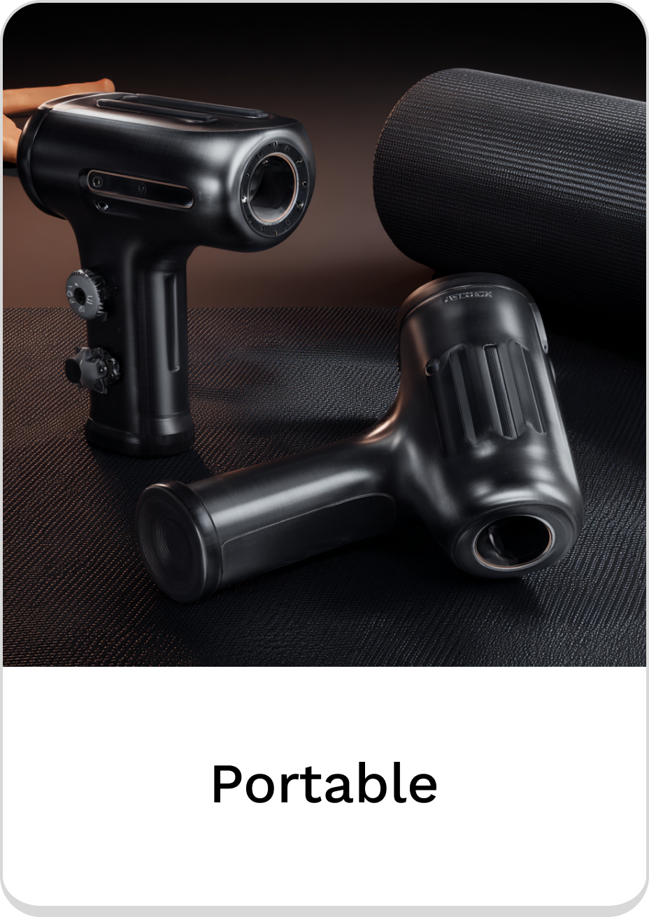 Portable massage gun, ideal for muscle recovery and on-the-go relaxation.