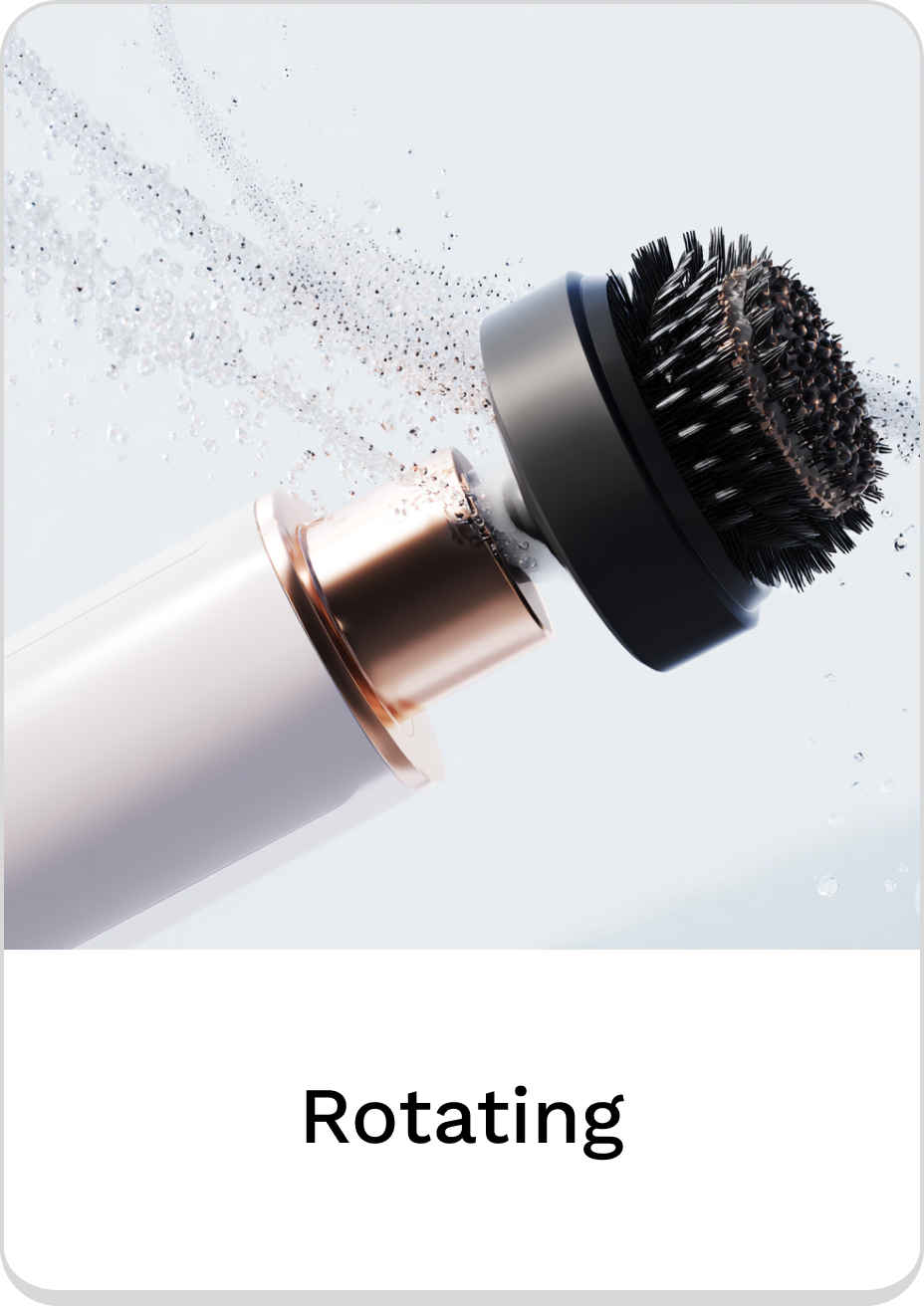 Close-up of a rotating facial brush, ideal for effective cleansing.