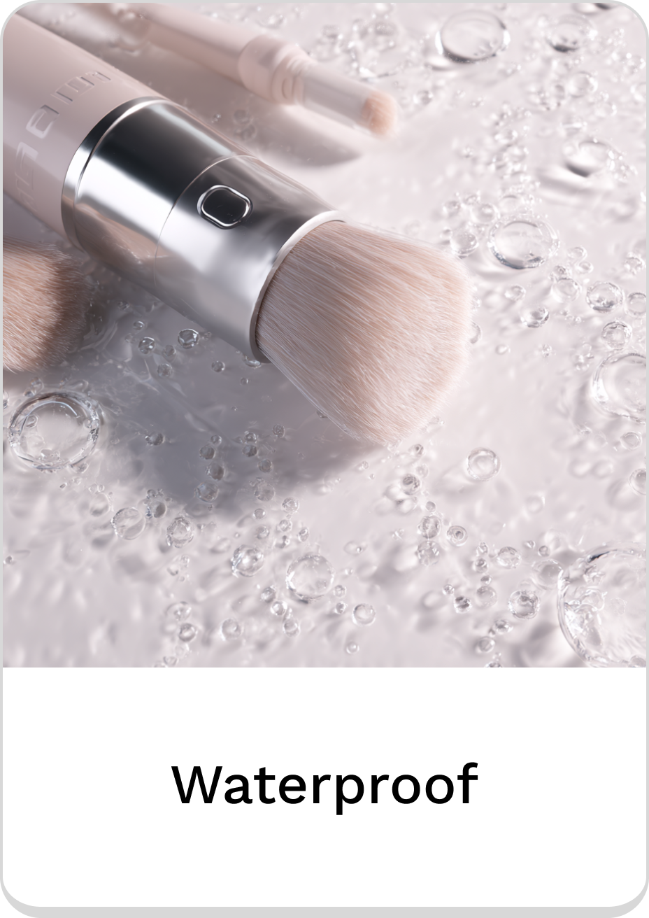 Waterproof cosmetic brush set with elegant design and soft bristles in water.