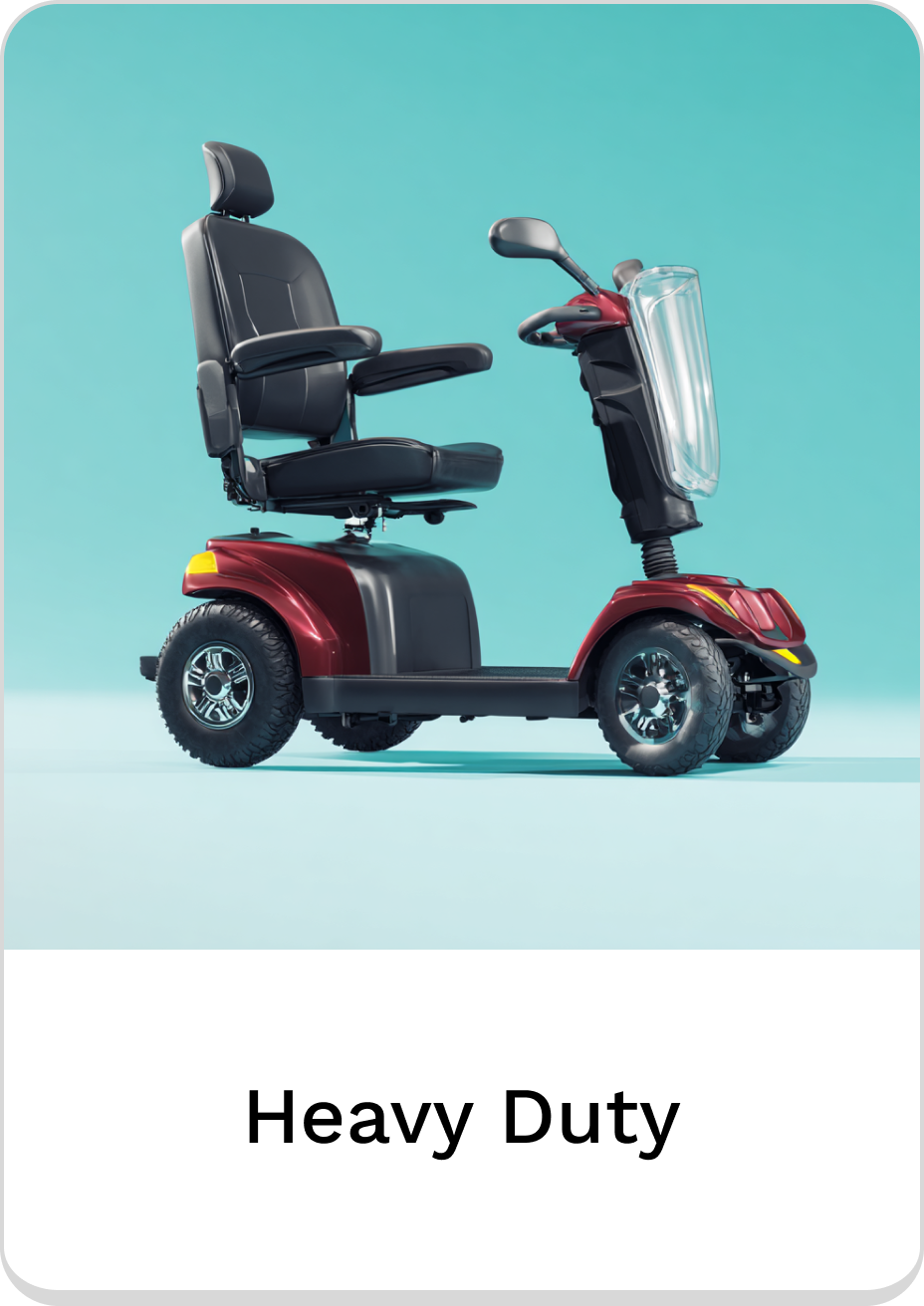 Heavy duty mobility scooter designed for stability and comfort for daily use.