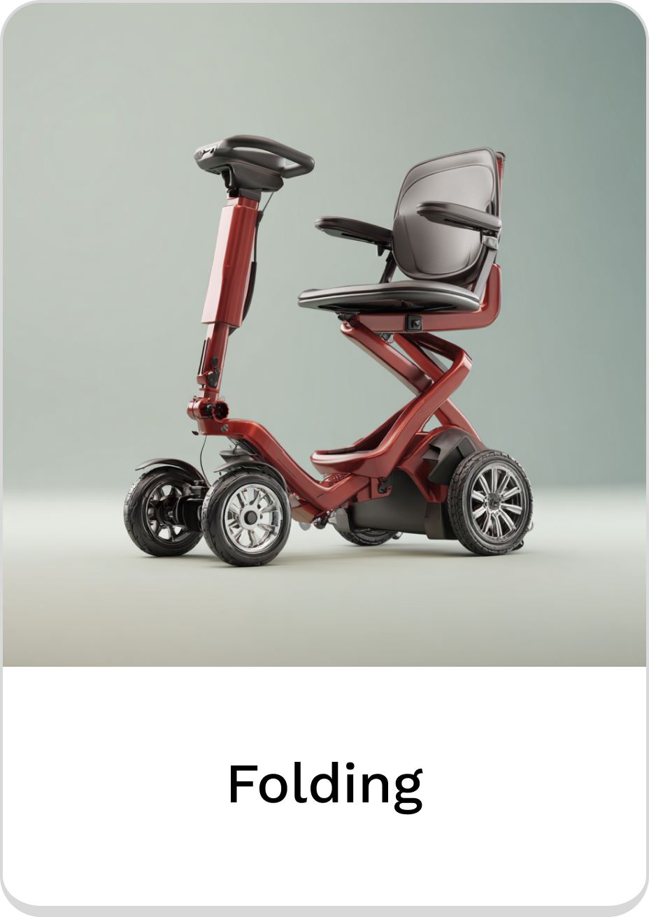 Compact and stylish folding mobility scooter for easy transport and mobility.