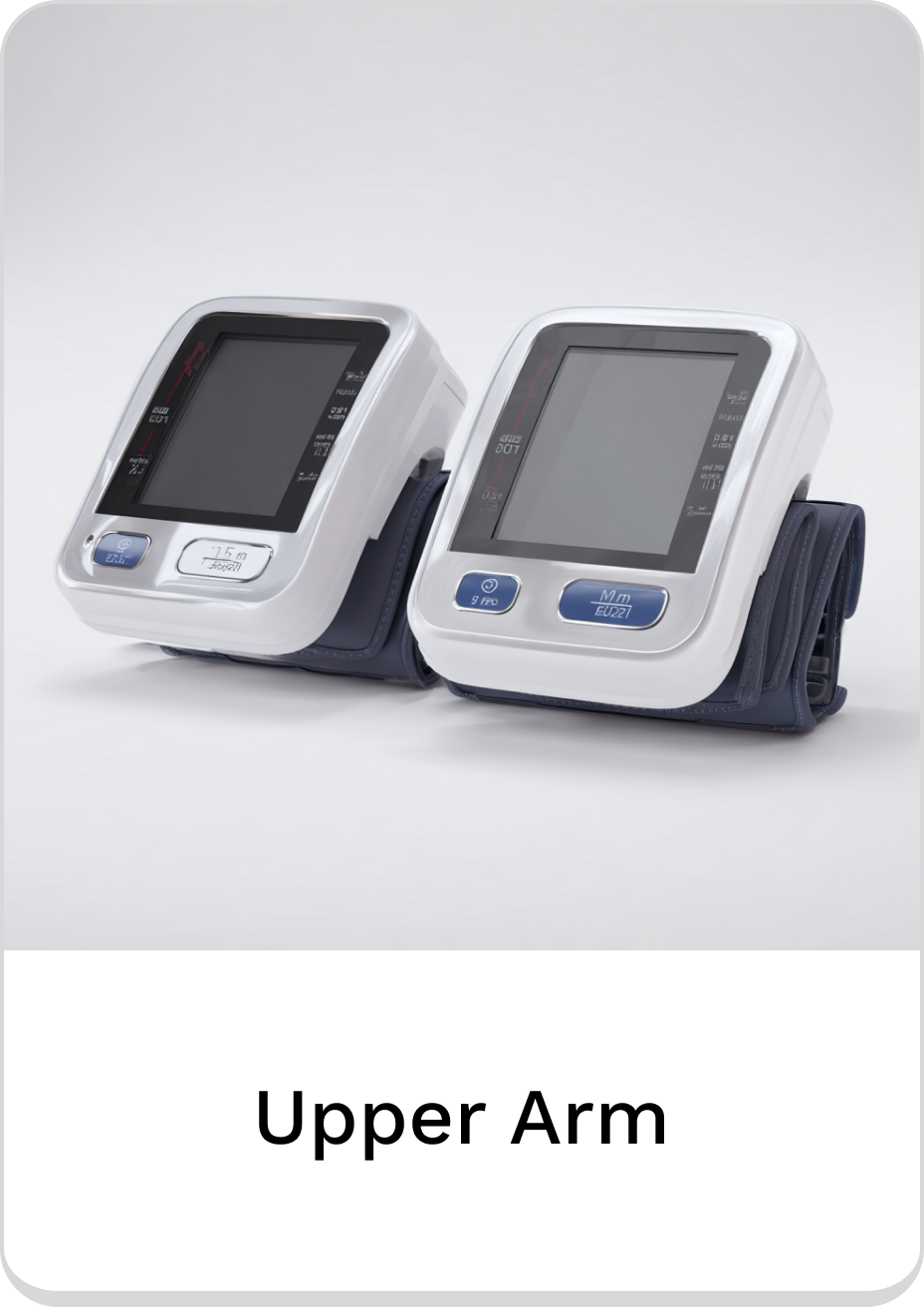 Two upper arm blood pressure monitors with digital displays for accurate readings.