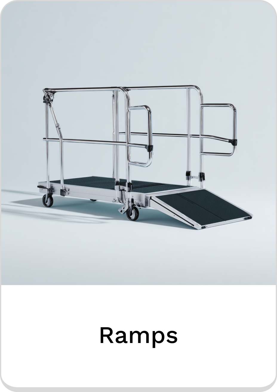 Durable ramps with high grip surface for safe accessibility.
