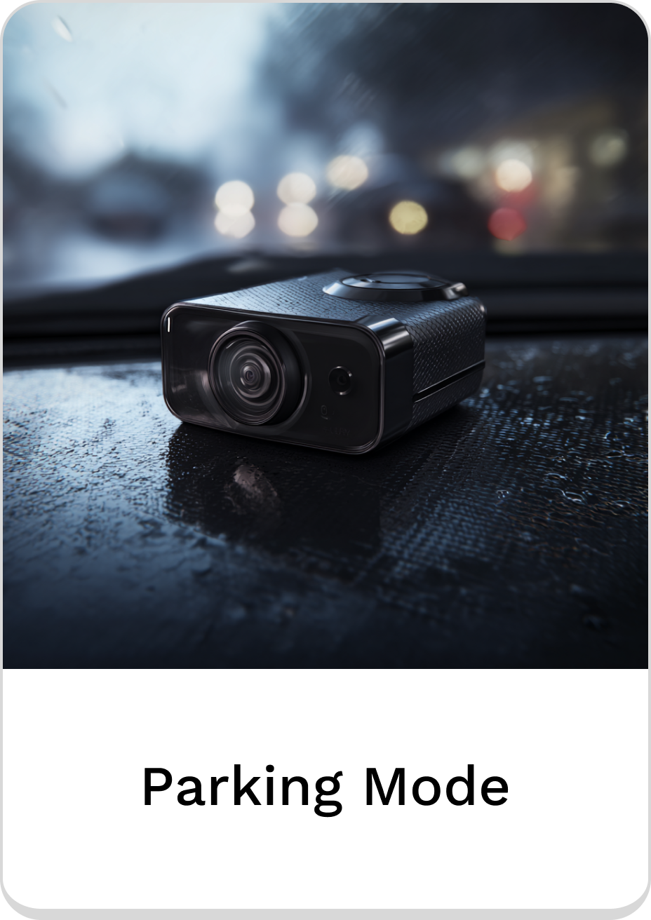 High-quality dash cam in parking mode for enhanced vehicle security.