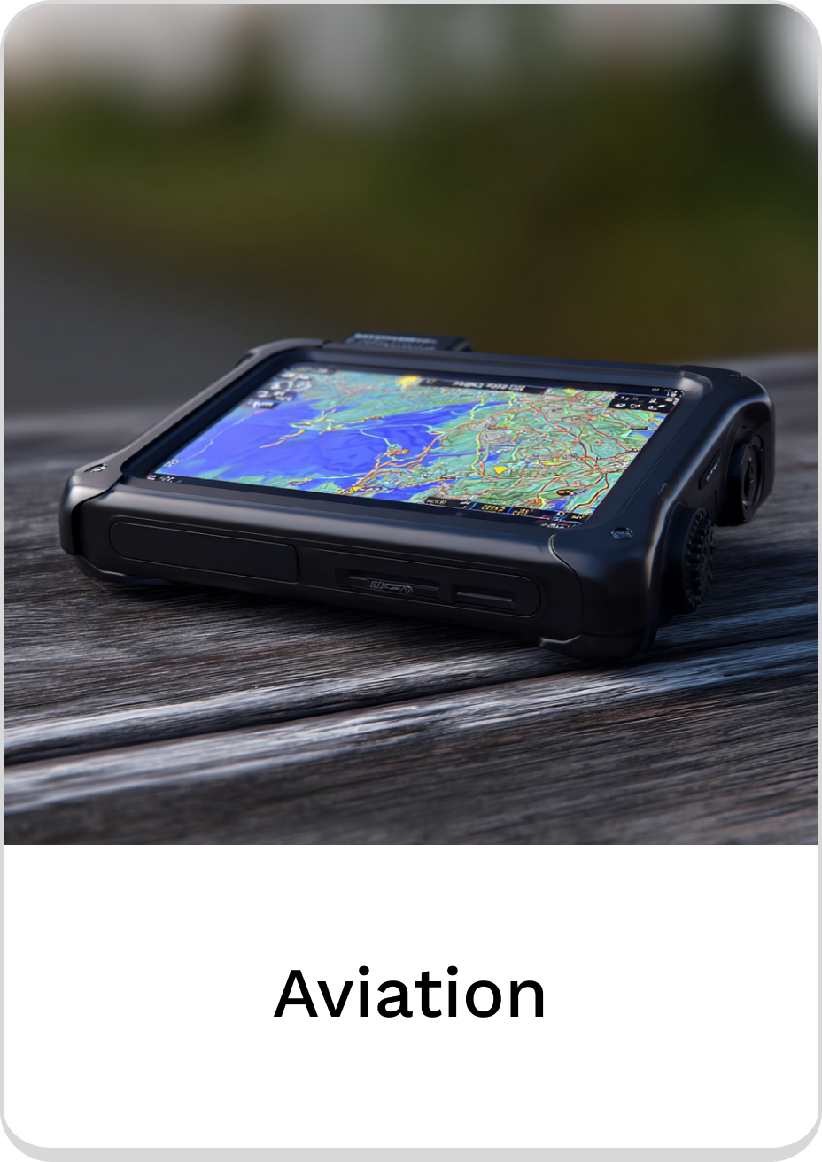 High-resolution aviation GPS device on a wooden surface for navigation and flights.