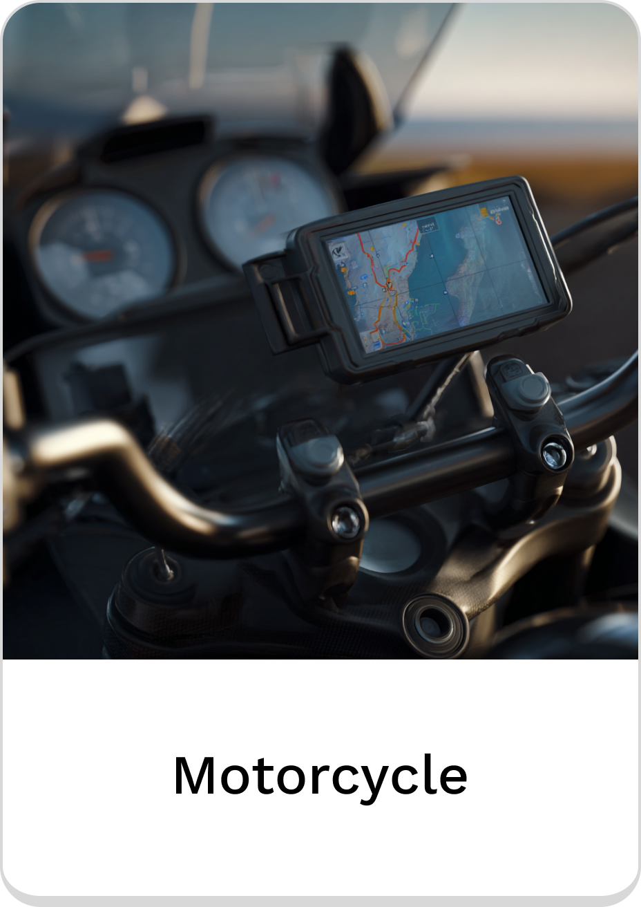 Motorcycle handlebar with GPS navigation for enhanced riding experience.