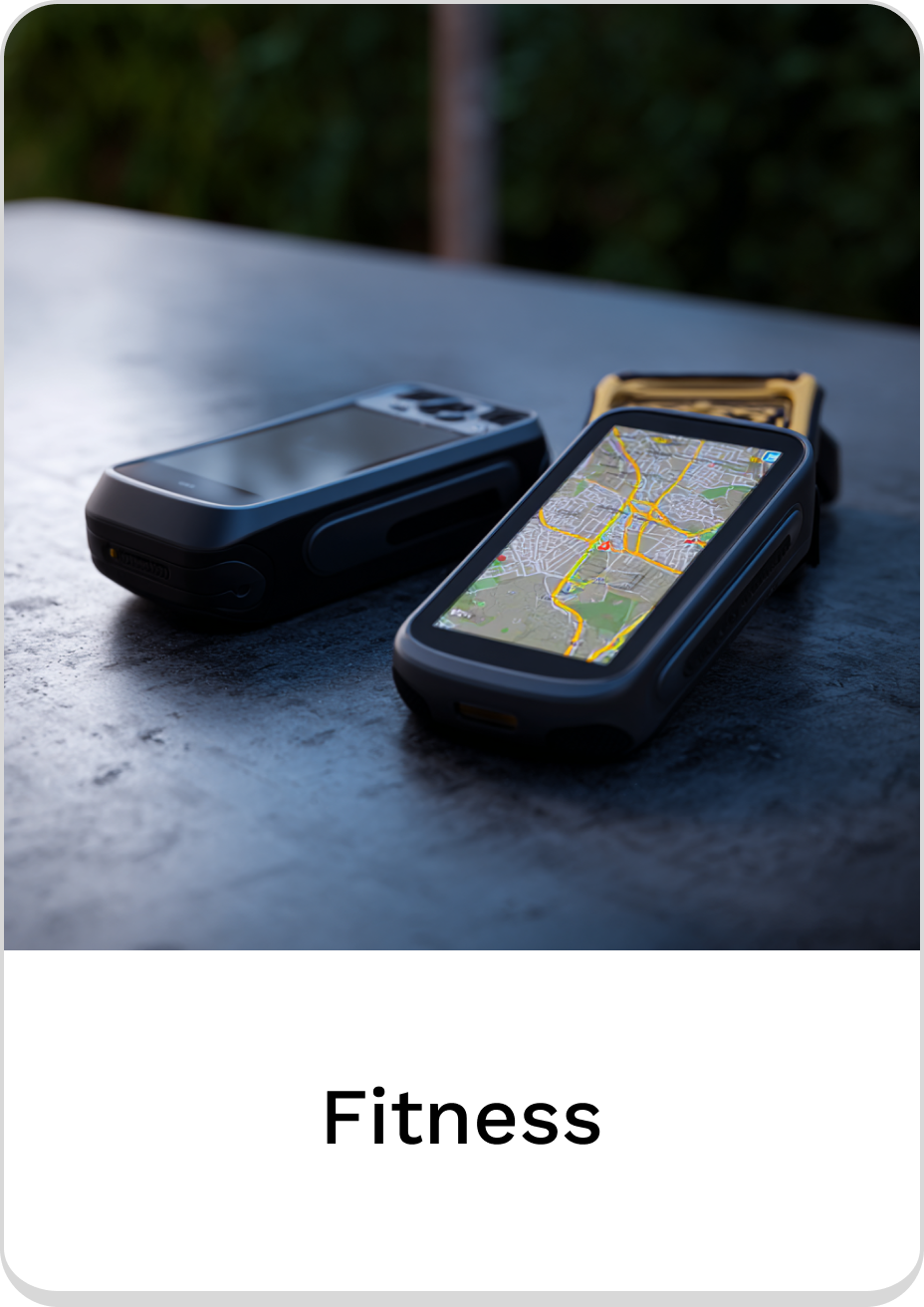 Fitness GPS devices showcasing detailed maps for outdoor activities and workouts.