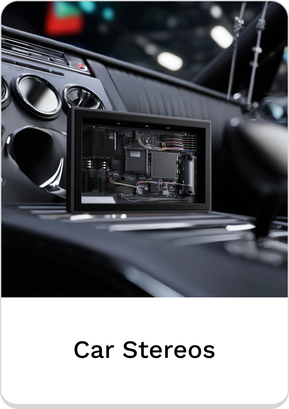 Modern car stereo showcasing advanced technology and sleek design.