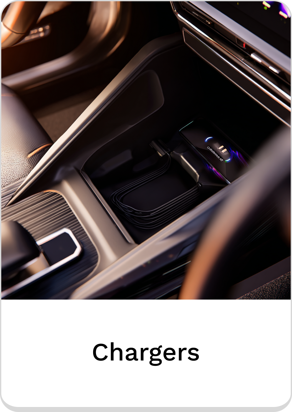 Stylish car charger in a modern vehicle interior for convenient charging.