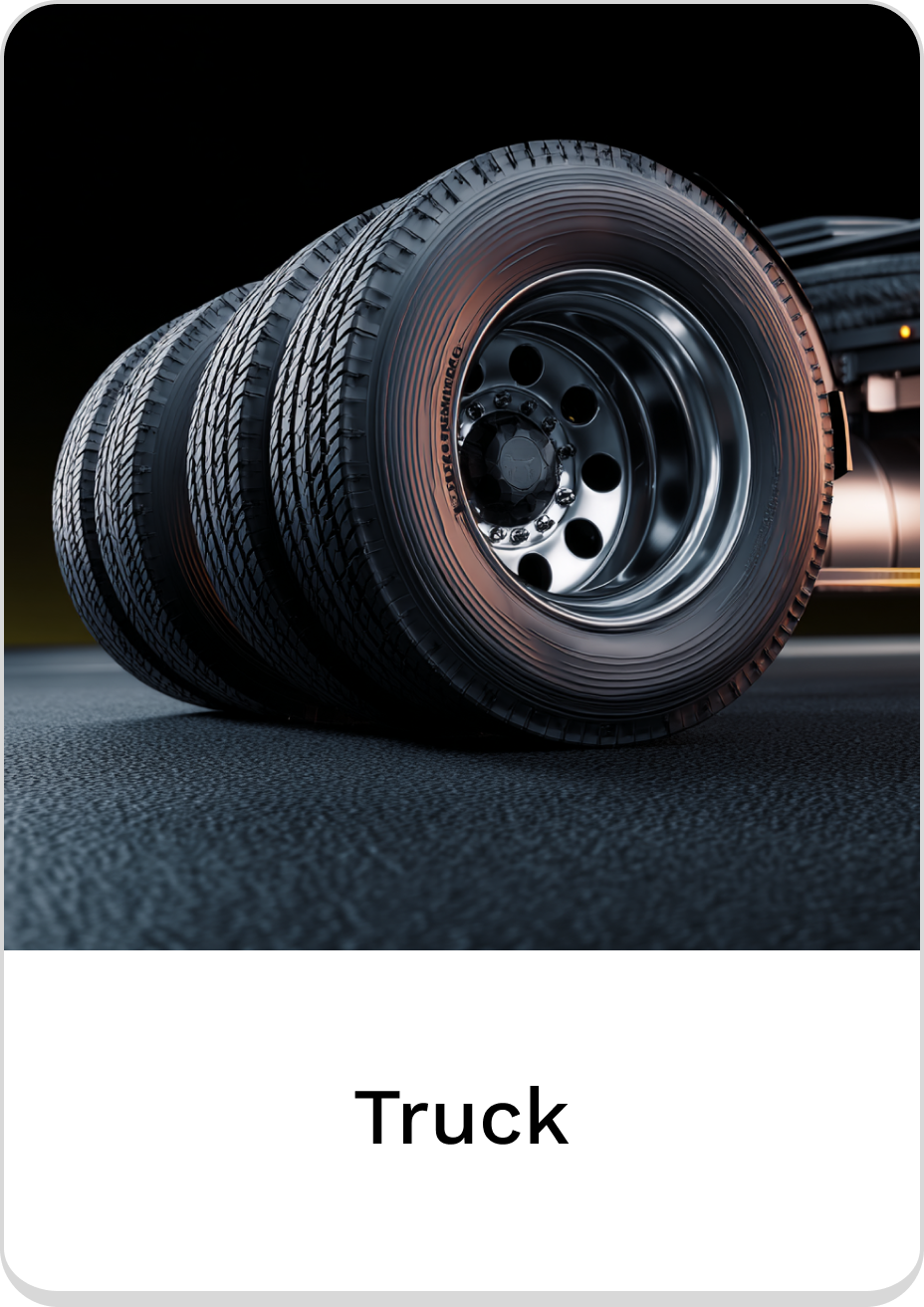 High-performance truck tires showcasing durability and traction on the road.