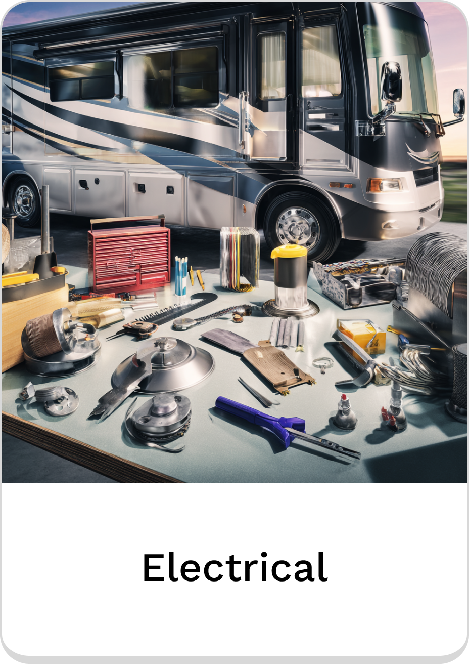 Comprehensive electrical tools and accessories for RV maintenance and repair.