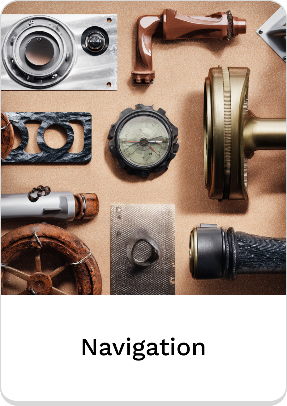 Navigation tools showcasing high-quality maritime hardware components for seamless operations.