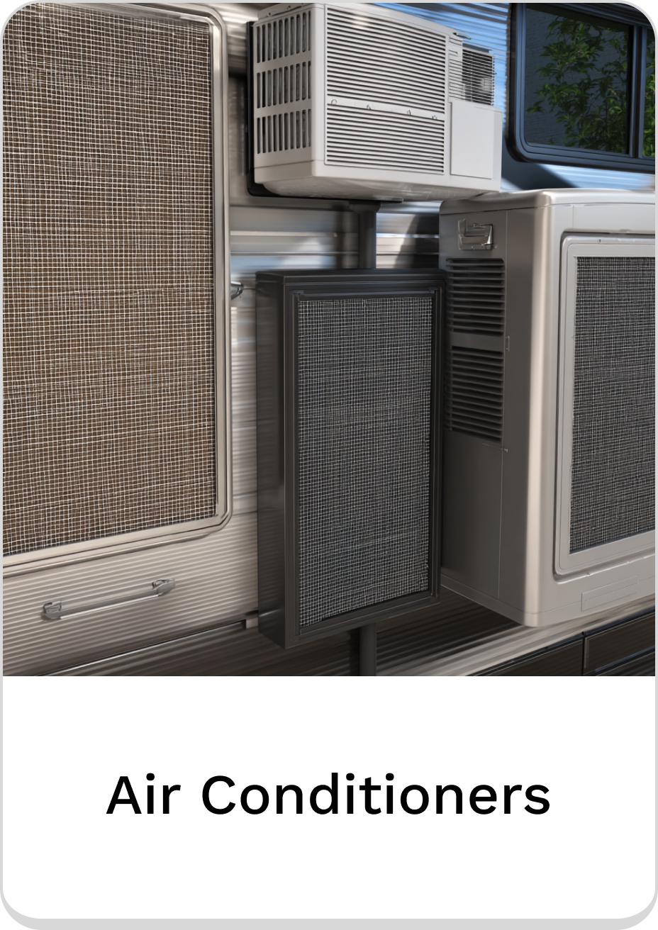 Air conditioners displayed on a wall, showcasing efficient cooling solutions.