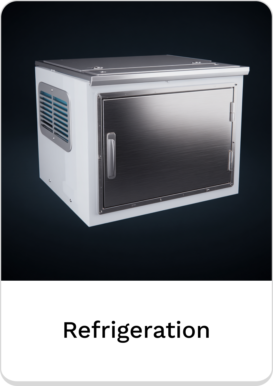 Stylish refrigeration unit with stainless steel door for efficient cooling solutions.