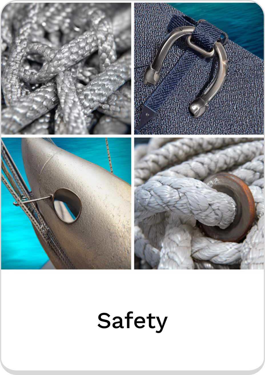 Close-up of safety gear featuring durable ropes and hardware for secure handling.