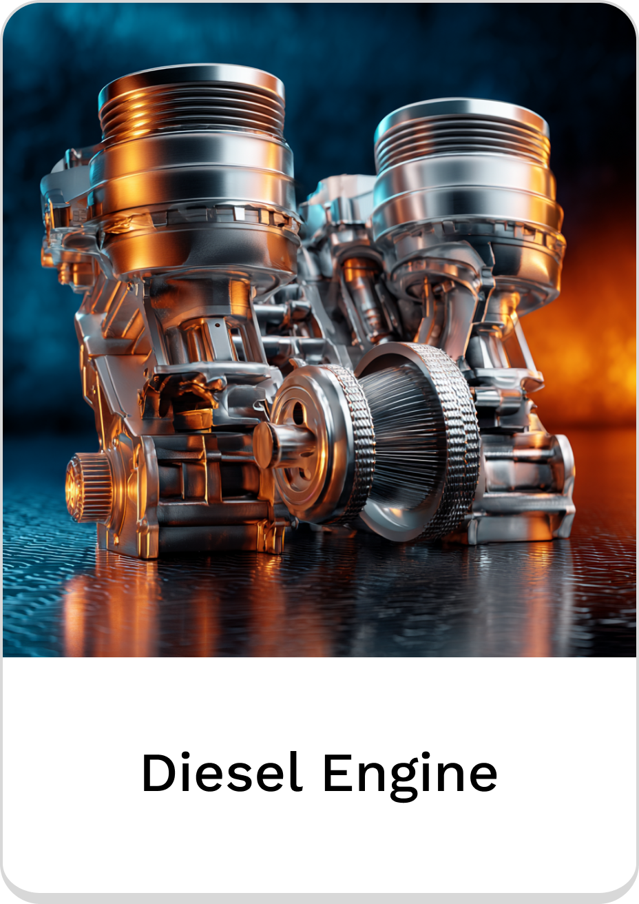 Stylish diesel engine, showcasing modern design and engineering excellence.