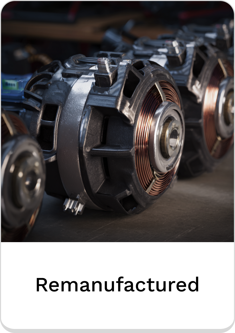 Close-up of remanufactured automotive parts showcasing quality craftsmanship and durability.
