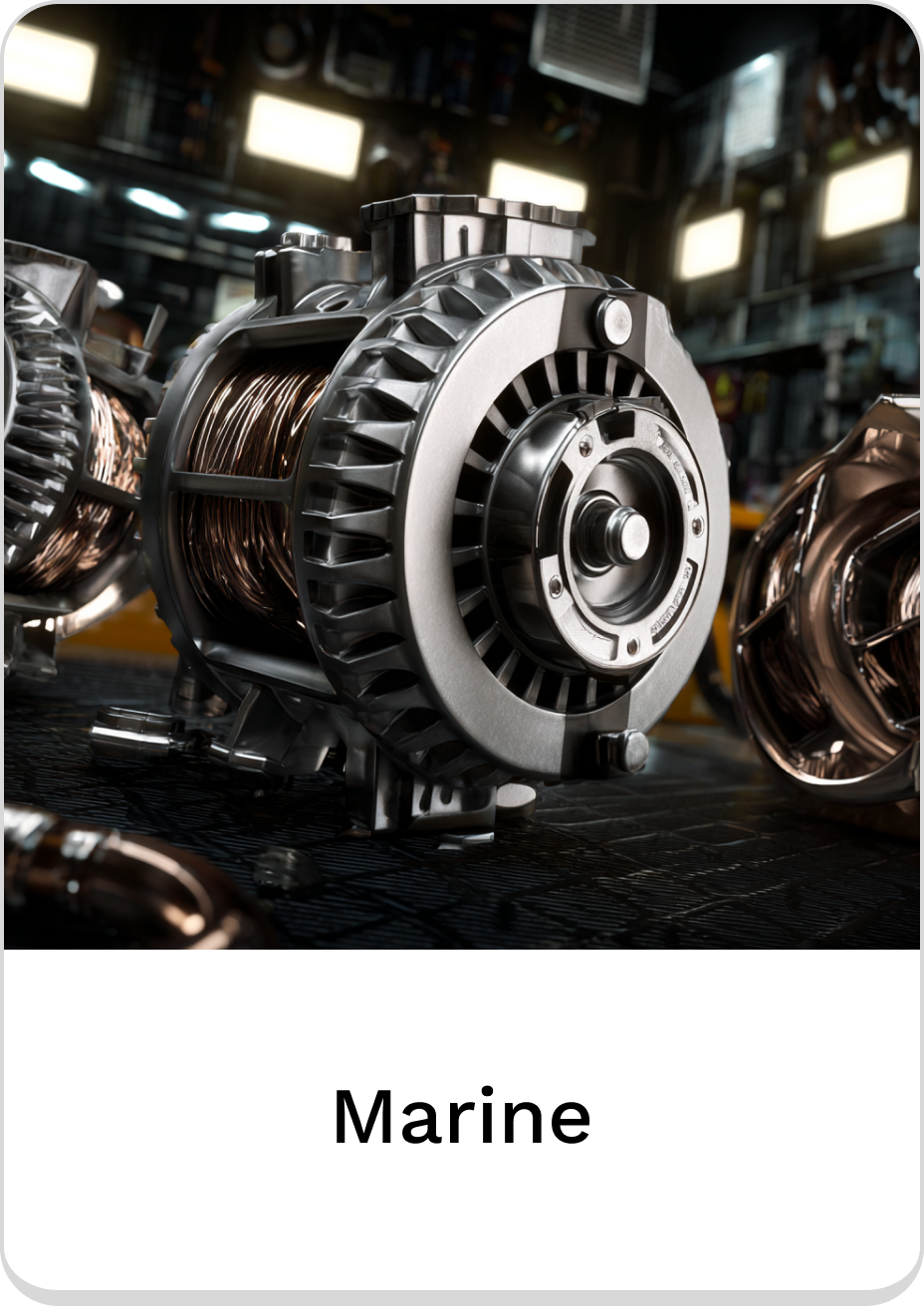 High-performance marine engine components showcased on a textured surface.