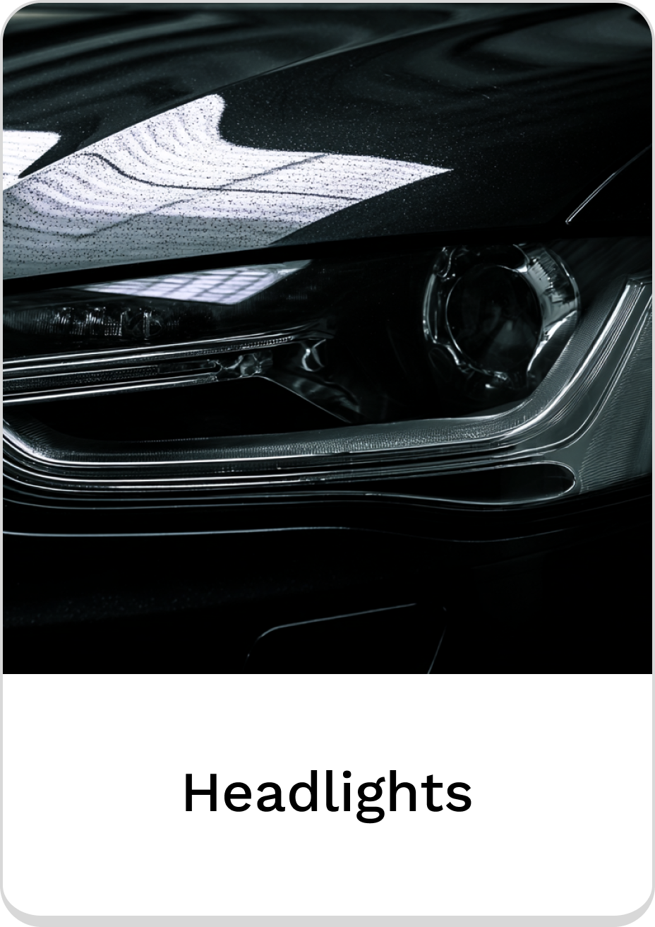 Close-up of sleek car headlights for enhanced visibility and style.