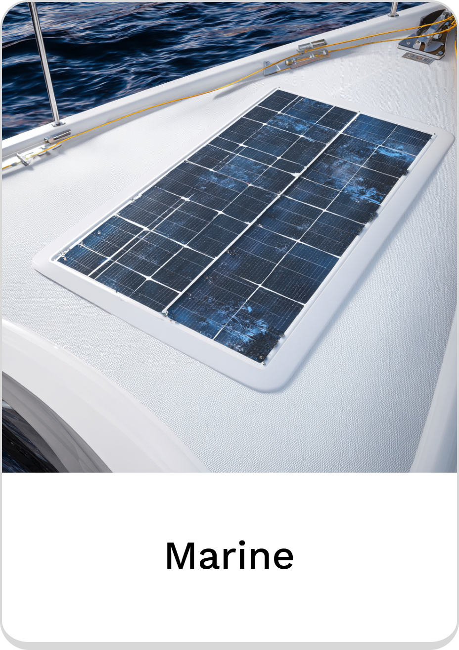 High-efficiency marine solar panel on a boat's deck for renewable energy.