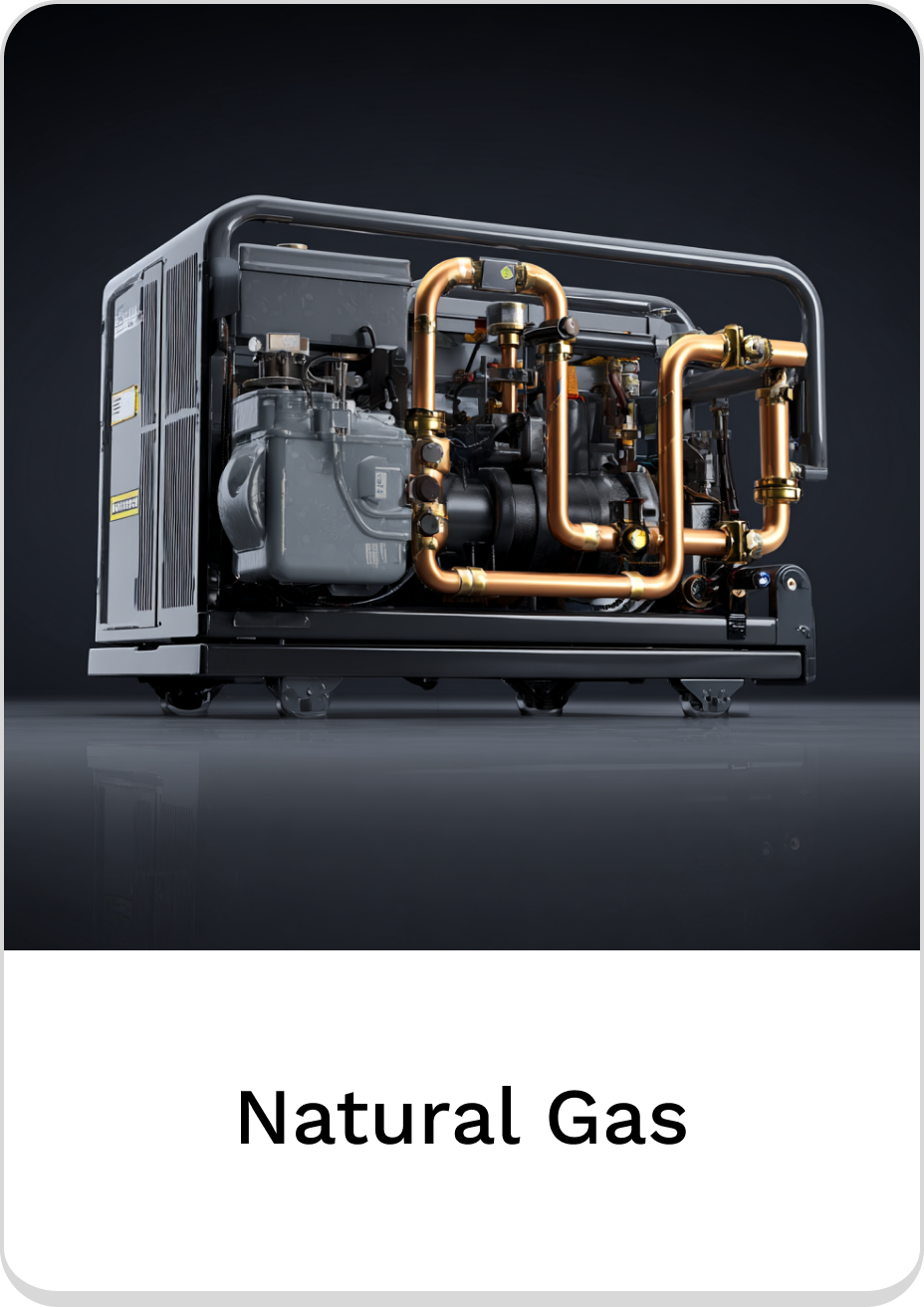 High-efficiency natural gas generator with advanced piping and components.