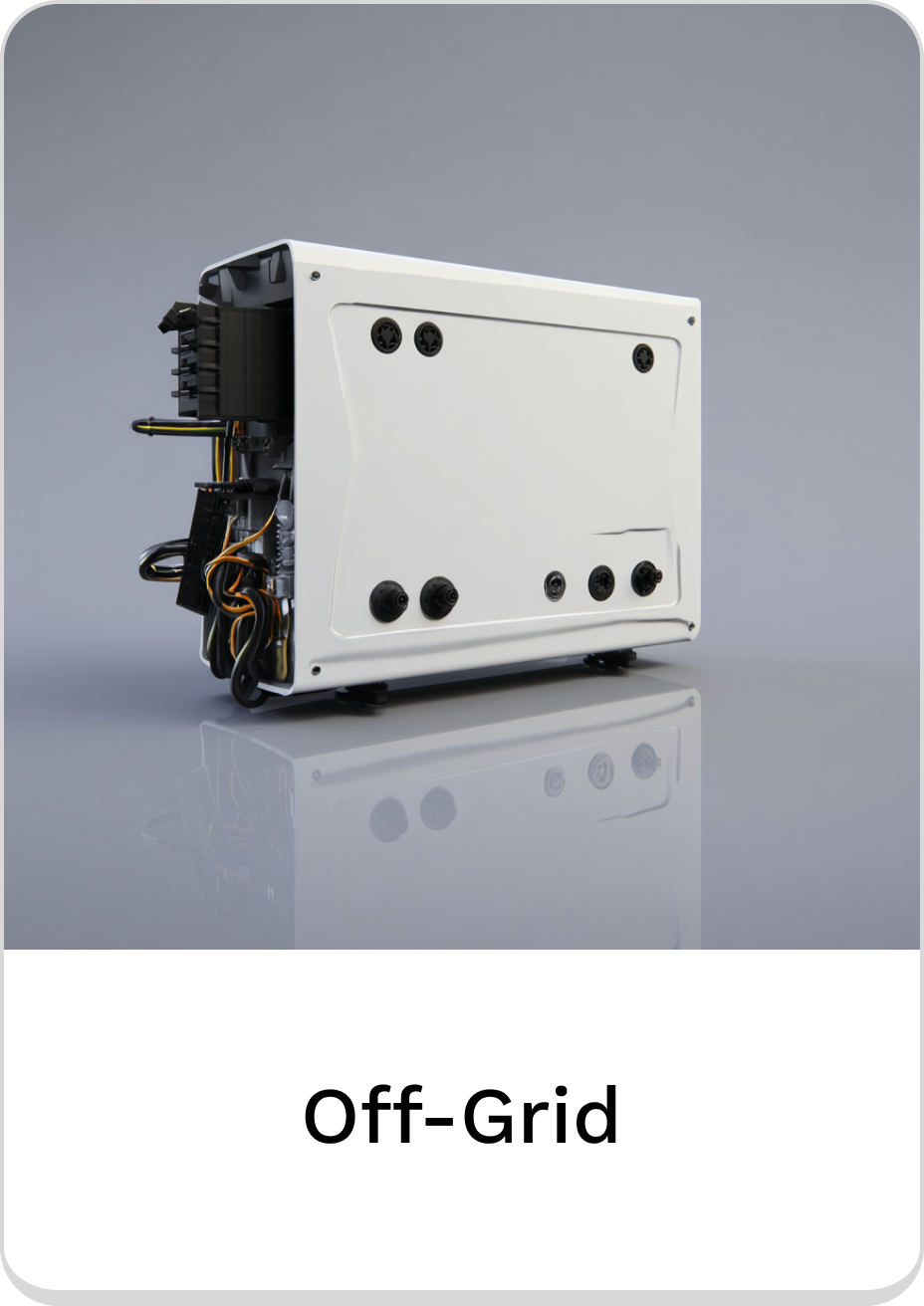 Off-grid power system with sleek design and advanced connectivity options.