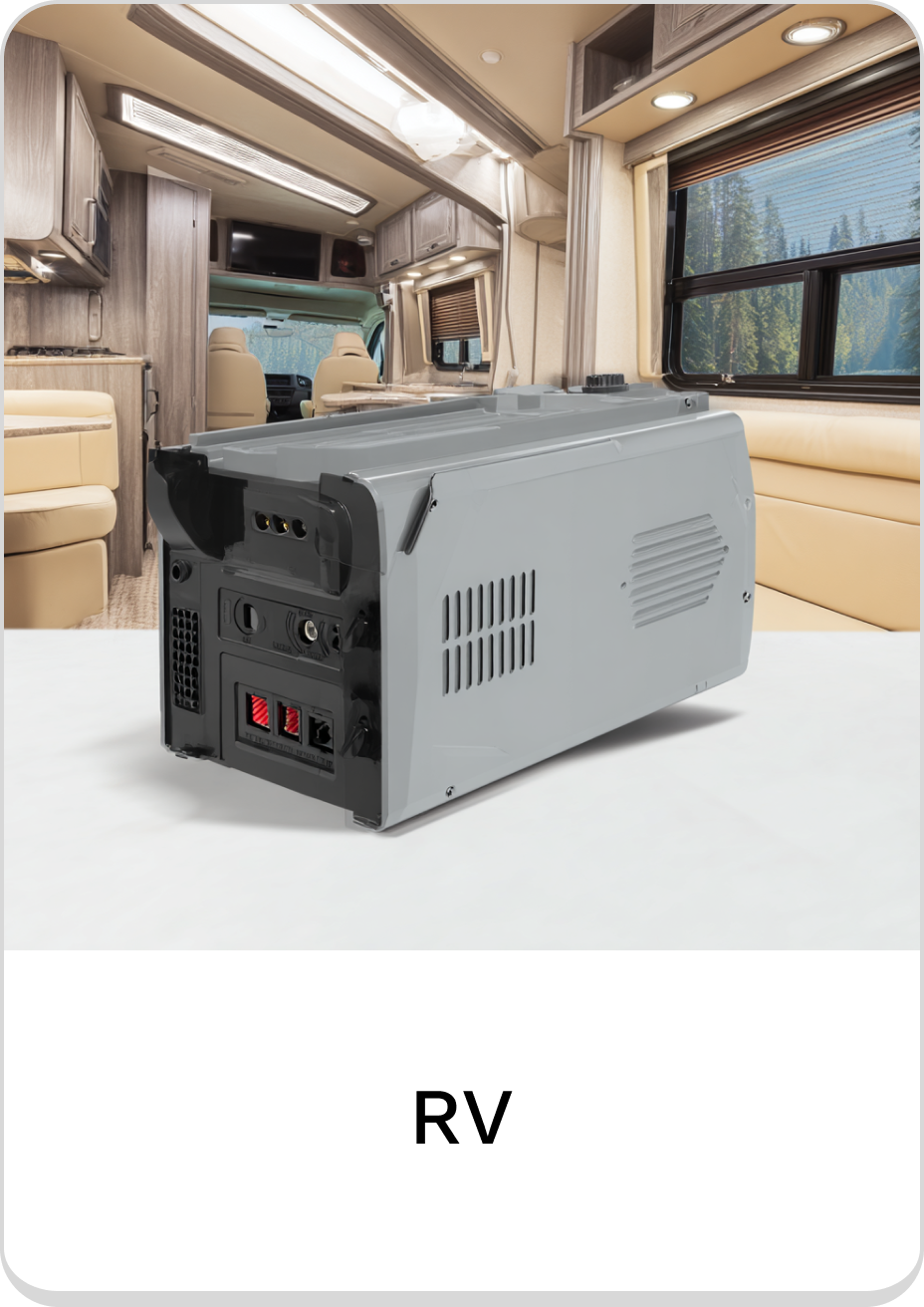 Compact RV power converter for enhanced travel comfort and convenience.