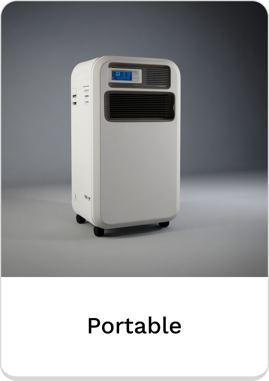 Portable air conditioner with sleek design and user-friendly controls. Ideal for comfort.