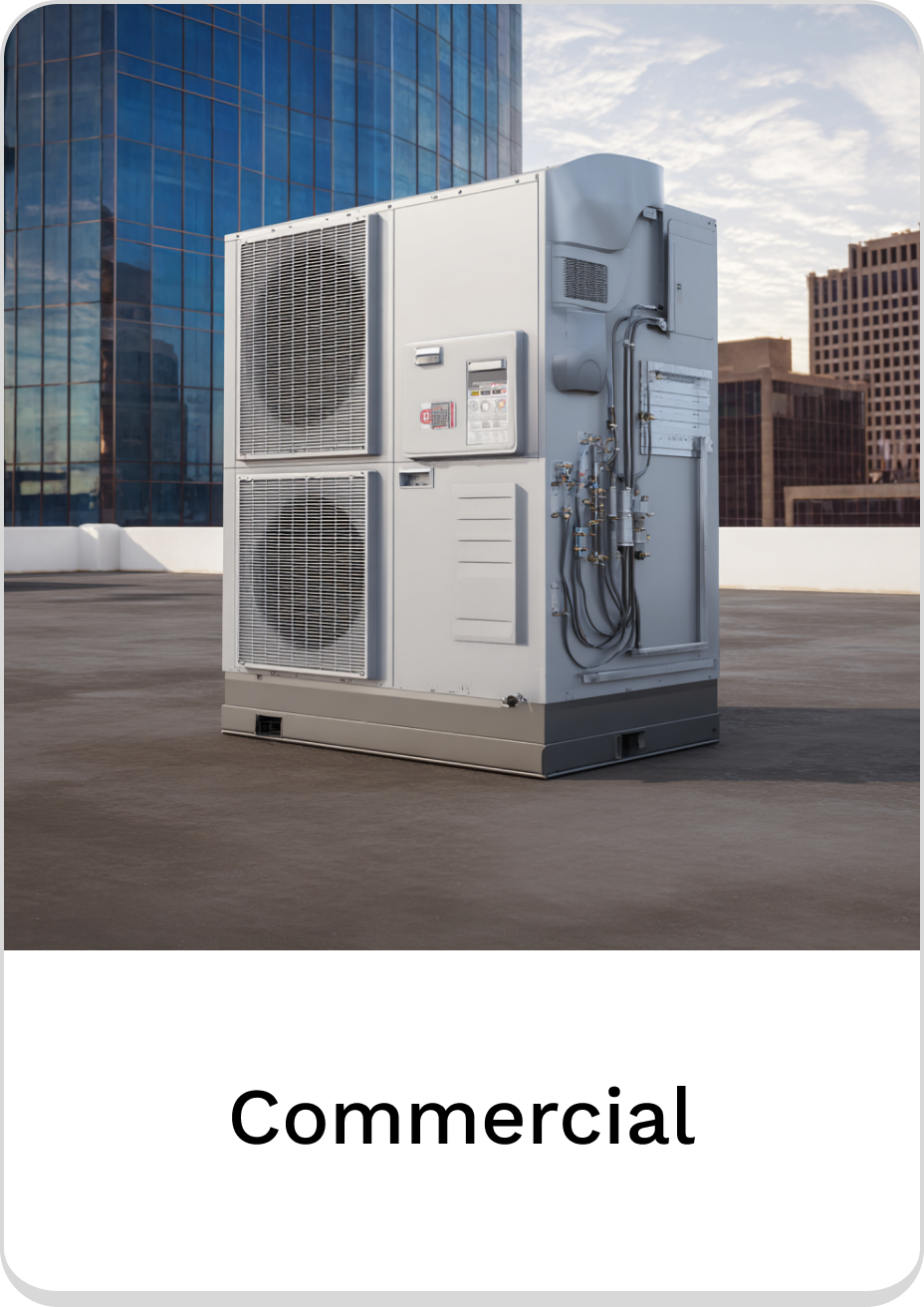 High-efficiency commercial AC unit on a rooftop, designed for large buildings.