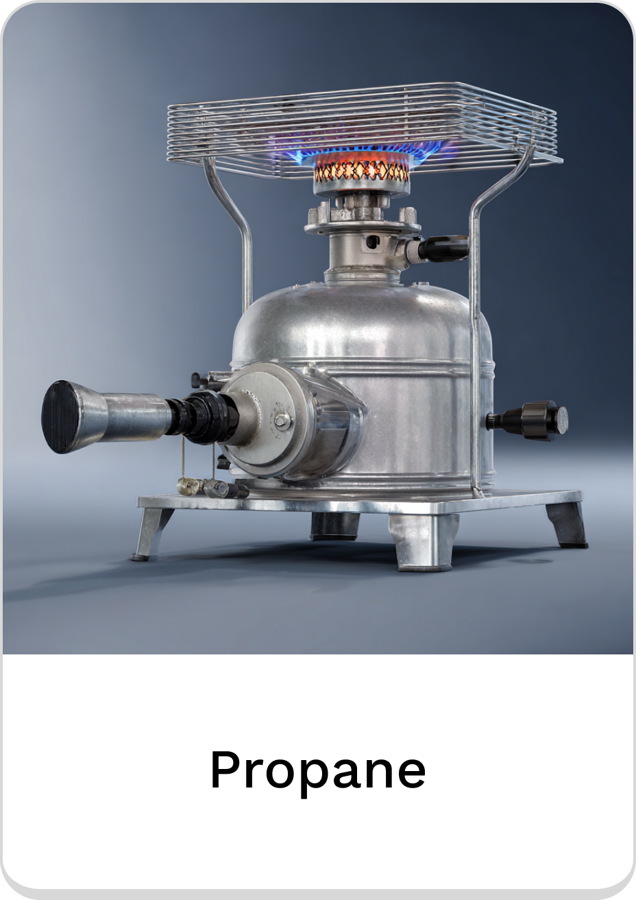 High-efficiency propane burner with flame control for outdoor cooking.