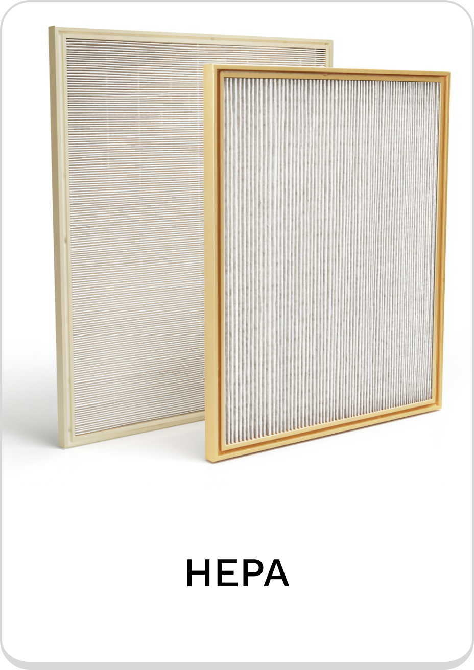 High-efficiency HEPA filters for superior air purification and allergen removal.