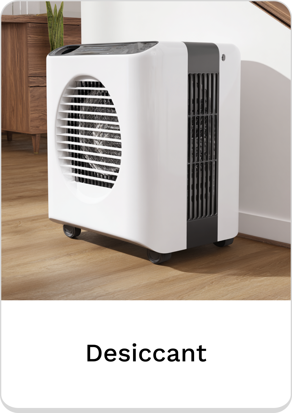 Compact desiccant dehumidifier enhancing indoor air quality in modern spaces.
