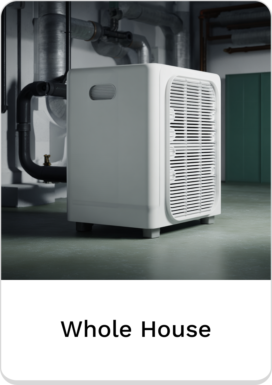 Energy-efficient whole house dehumidifier for improved air quality and comfort.