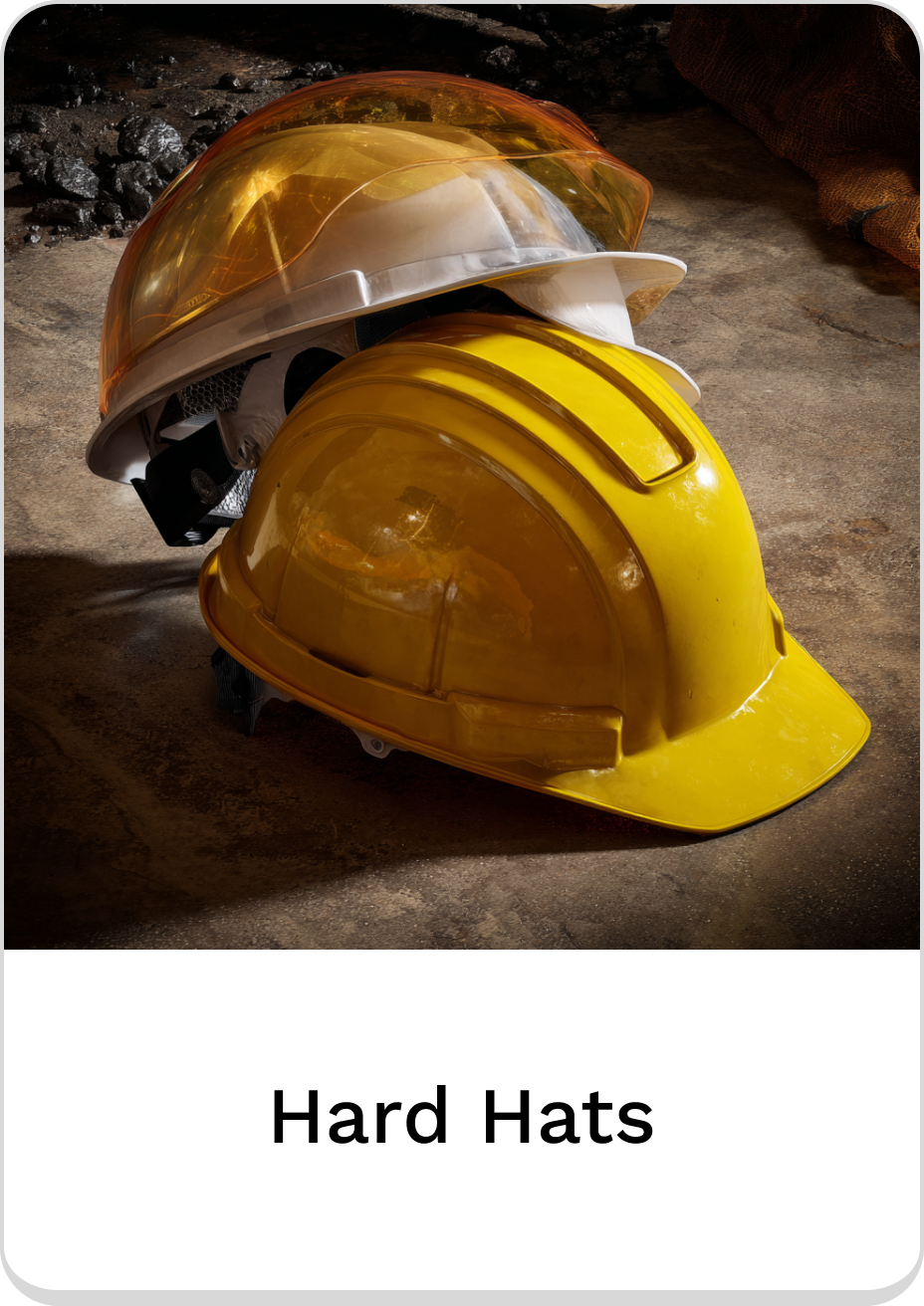 Variety of durable hard hats for safety in construction and industrial settings.