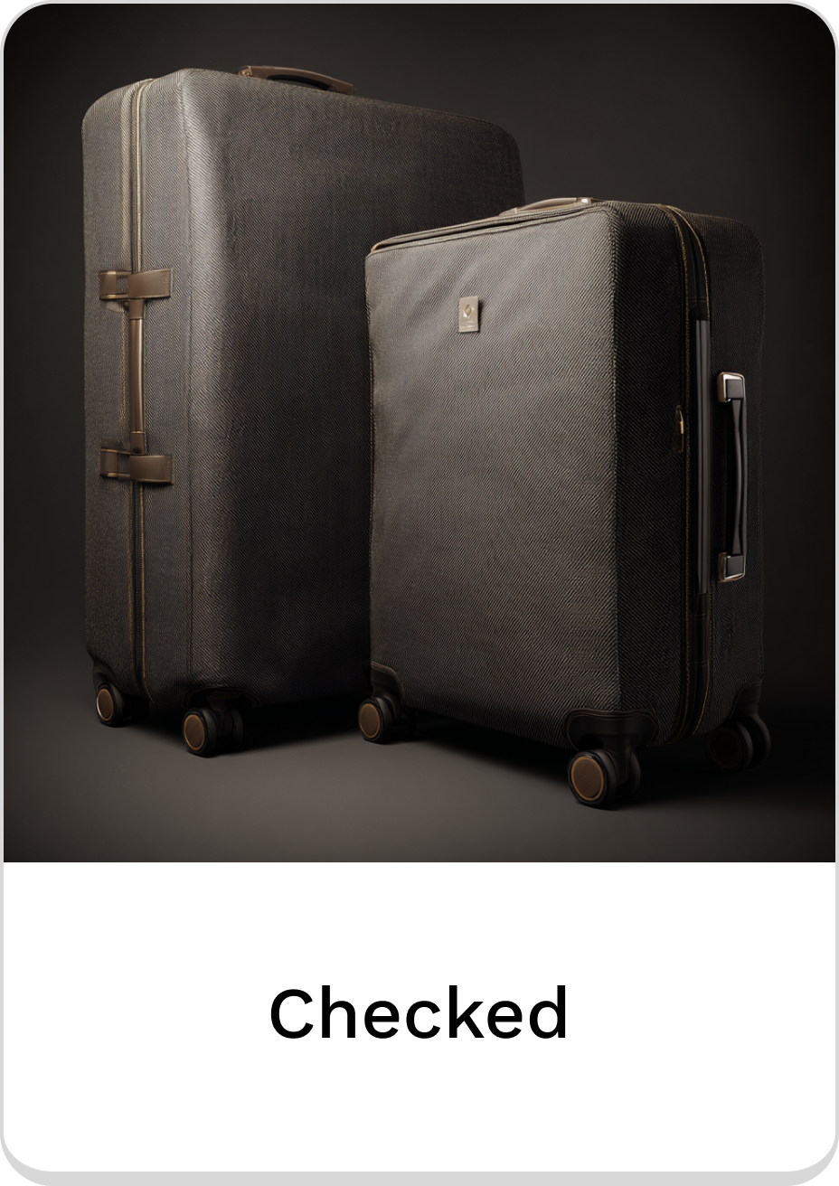 Stylish checked luggage set with durable wheels and sleek design.