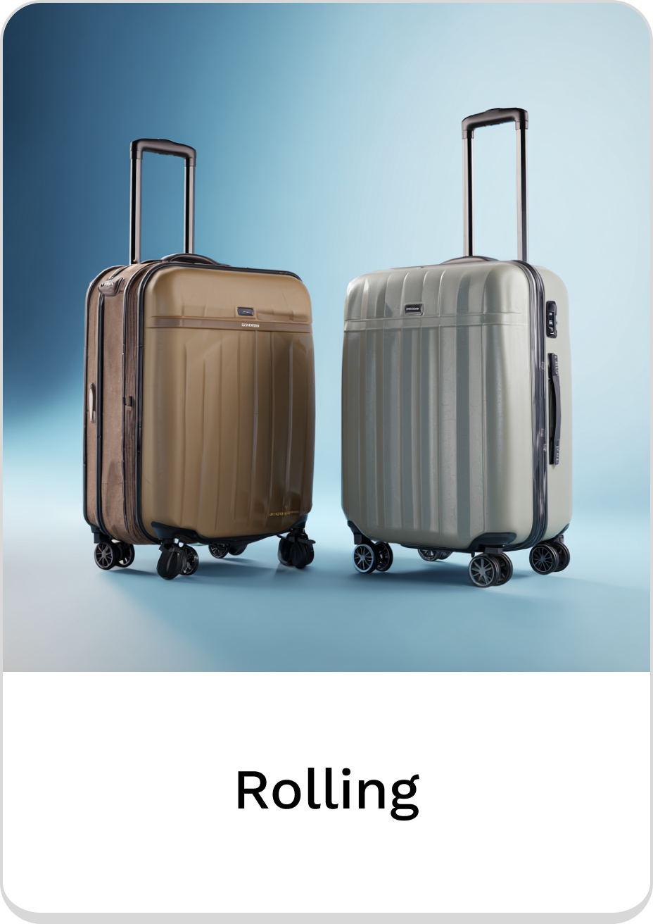 Stylish rolling luggage in metallic brown and silver for modern travelers.