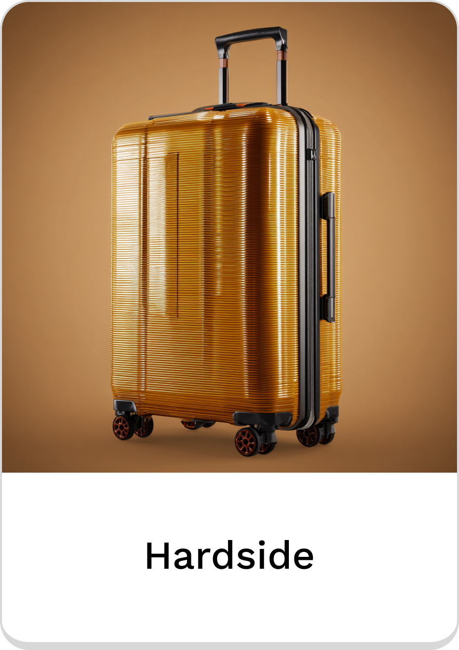 Stylish orange hardside suitcase with durable wheels and retractable handle.