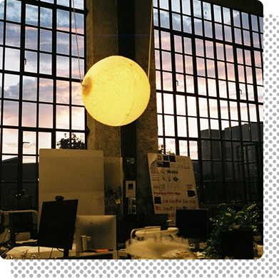 BIG office moon lamp and sunset view