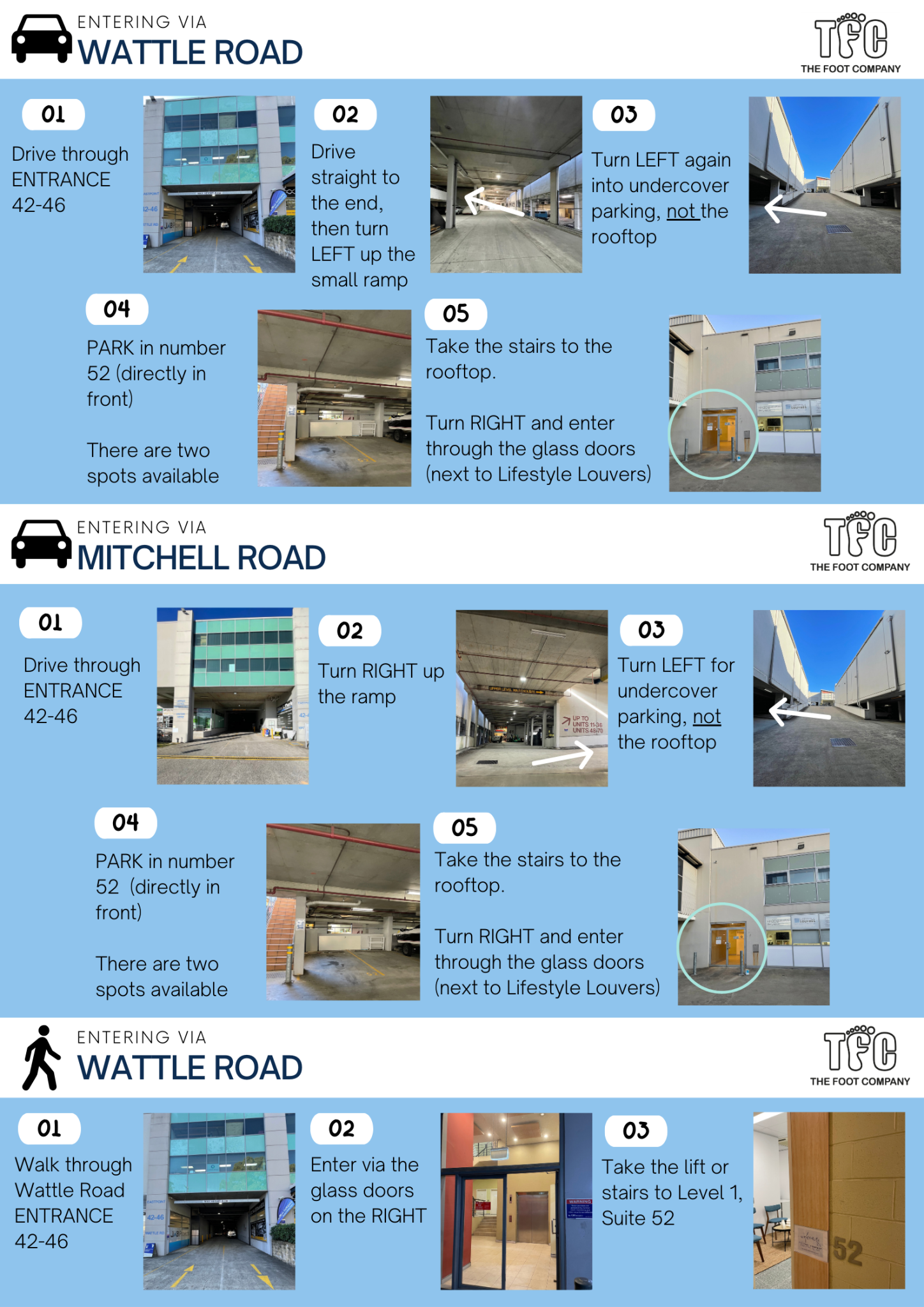 Parking instructions for Brookvale Clinic