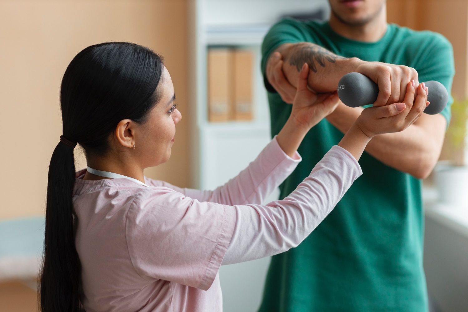 Physiotherapist performing fascial therapy to release connective tissue restrictions