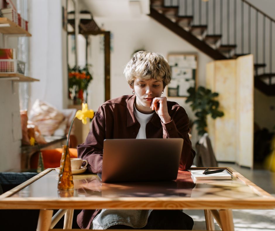 woman googling on her laptop