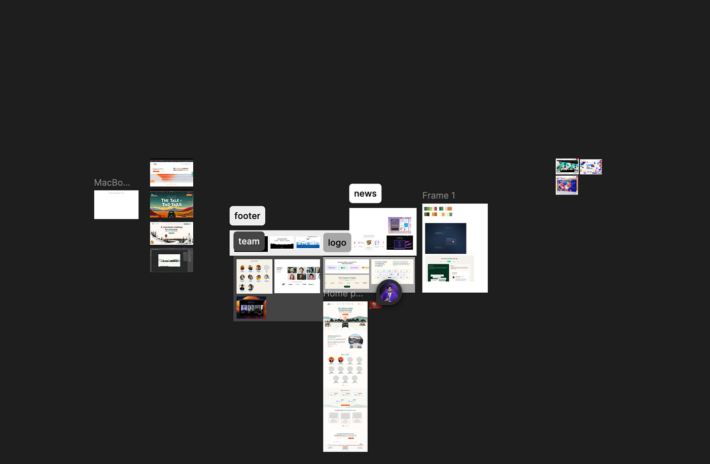 A snapshot of my messy Figma board for WordCamp Bharatpur 2025