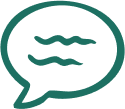 Speech bubble icon with two wavy lines inside, representing communication.