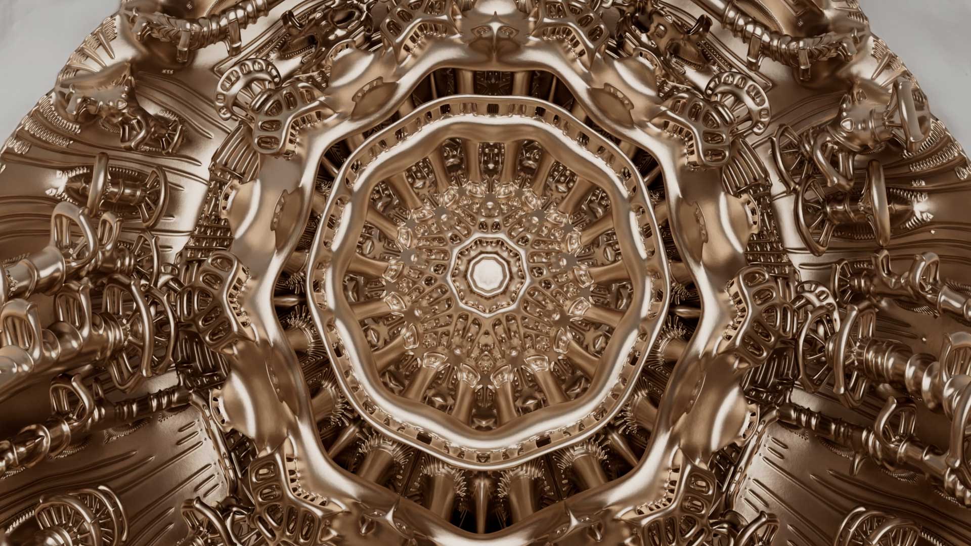 The inside of the bottle The Eternal Collection 55 years old with copper ornaments.