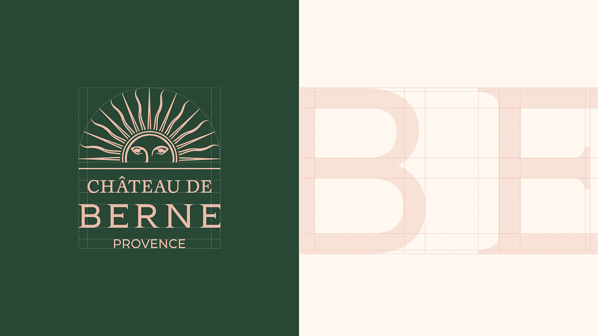 Minimal editorial layout presenting logo design and typographic construction