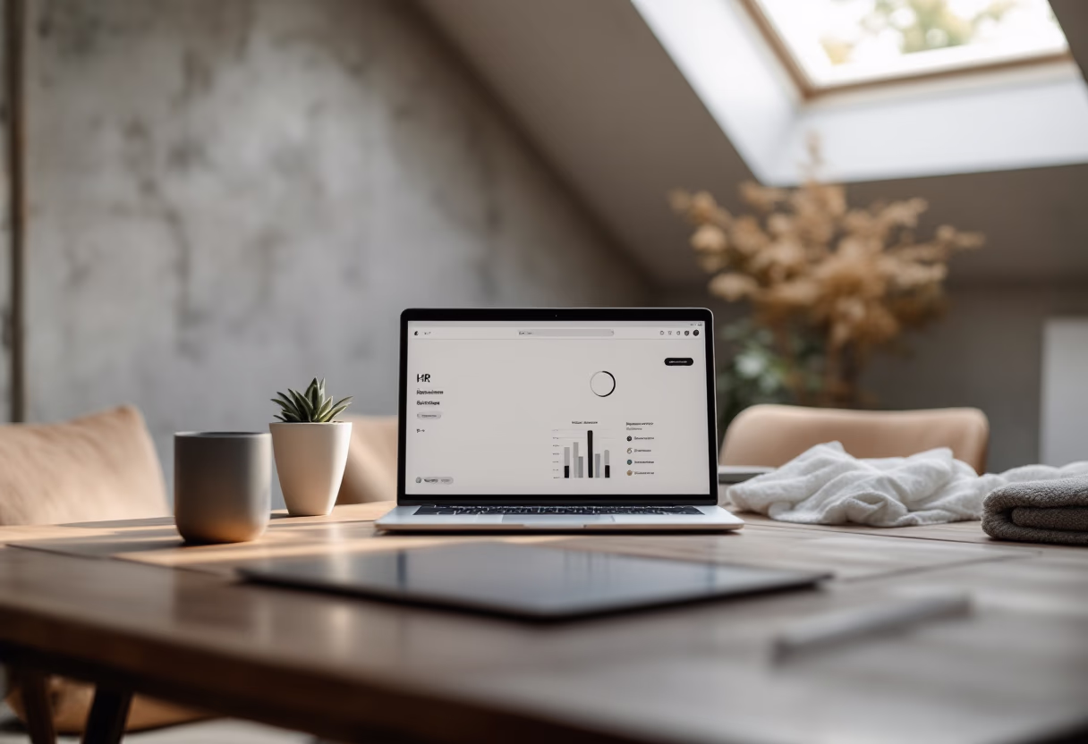 [interface] image of employee interacting with hr software (for a hr tech)