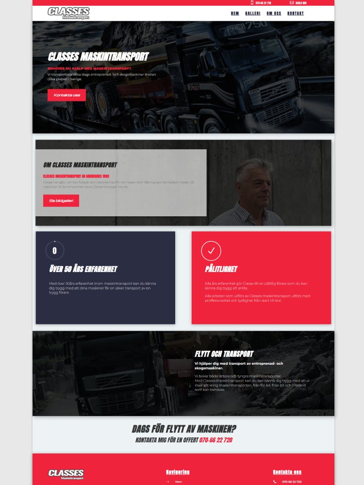 Classes Maskintransport