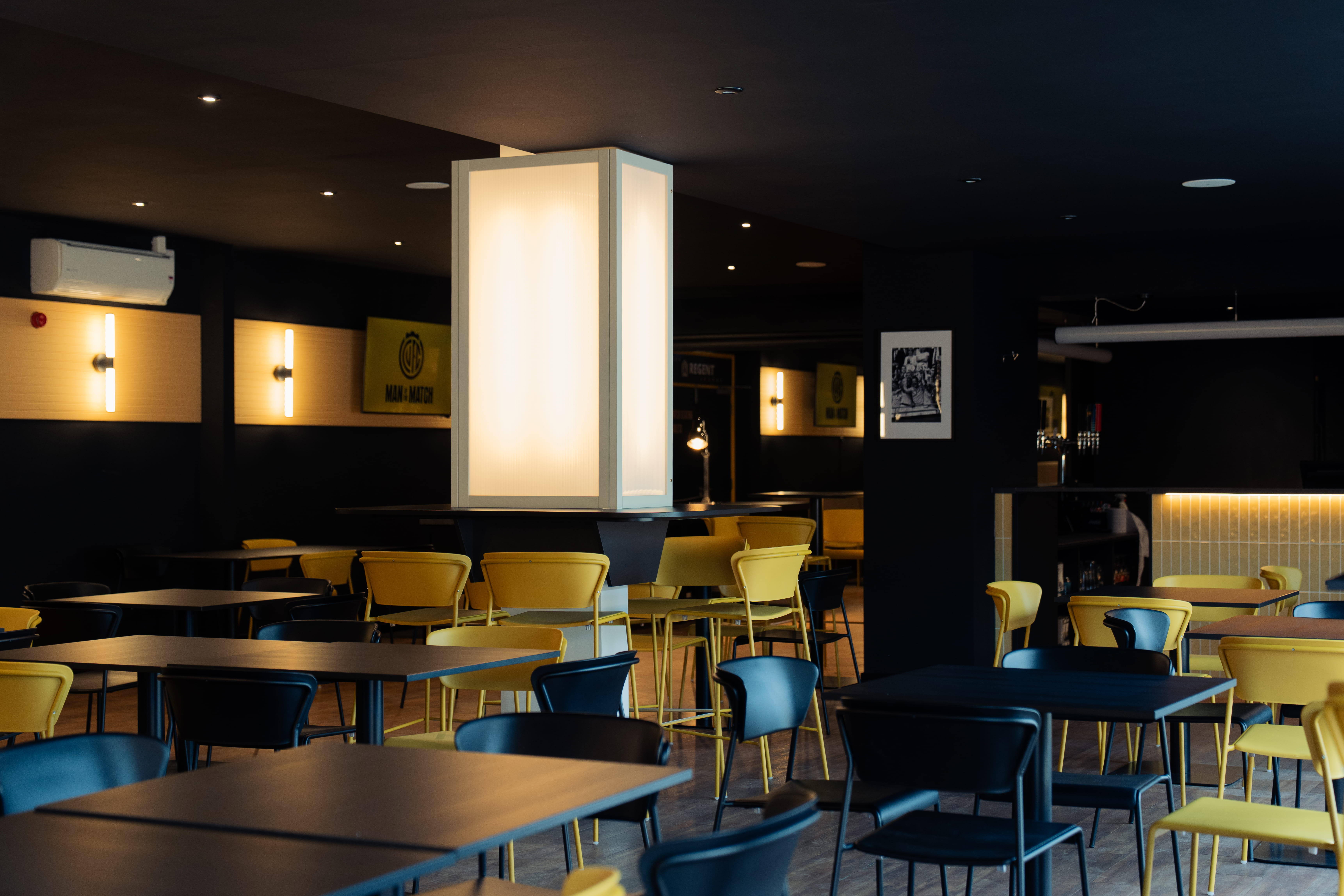 A view of the Gamechanger suite at Ipswich stadium designed by Layrd commercial interior design