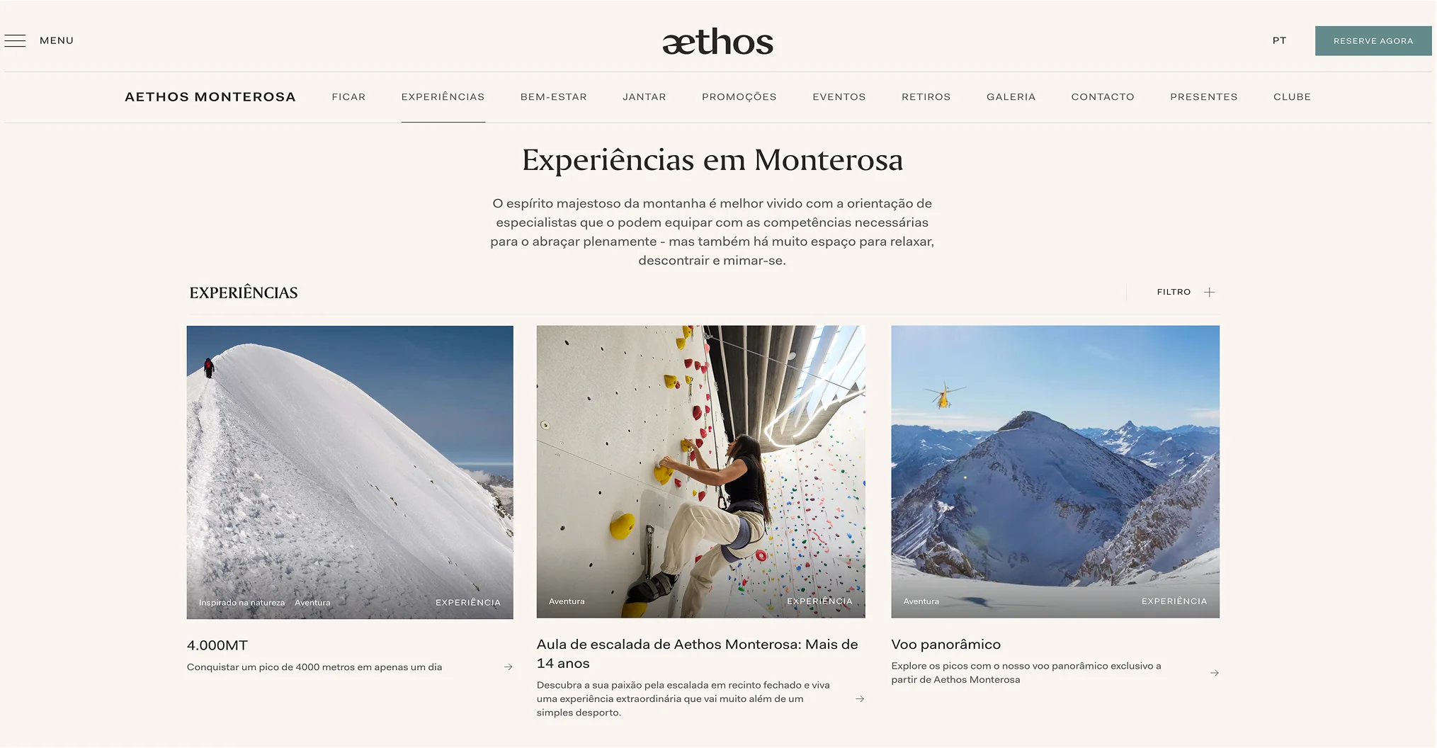 A screenshot of a webpage from Verdura Resort, a Rocco Forte Hotel in Sicily featuring an array of bookable experiences from horseback riding and golf to ATV riding.