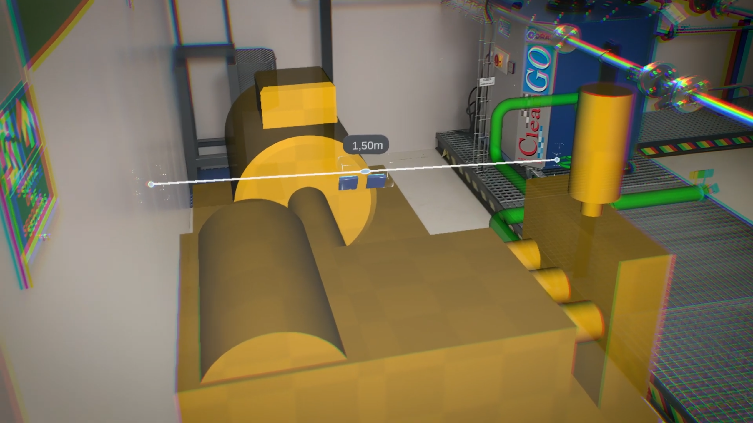Prise de mesure en réalité mixte avec H2V View sur modélisation 3D d’un environnement industriel nucléaire